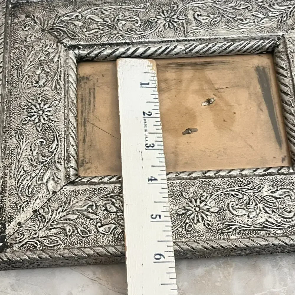 Silver Tone MCM Style Ornate Picture Frame Fits 5.5" x 3.5" Photos - Picture 13 of 14
